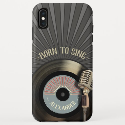 Singers Retro Microphone and Vinyl 45 iPhone XS Max Case