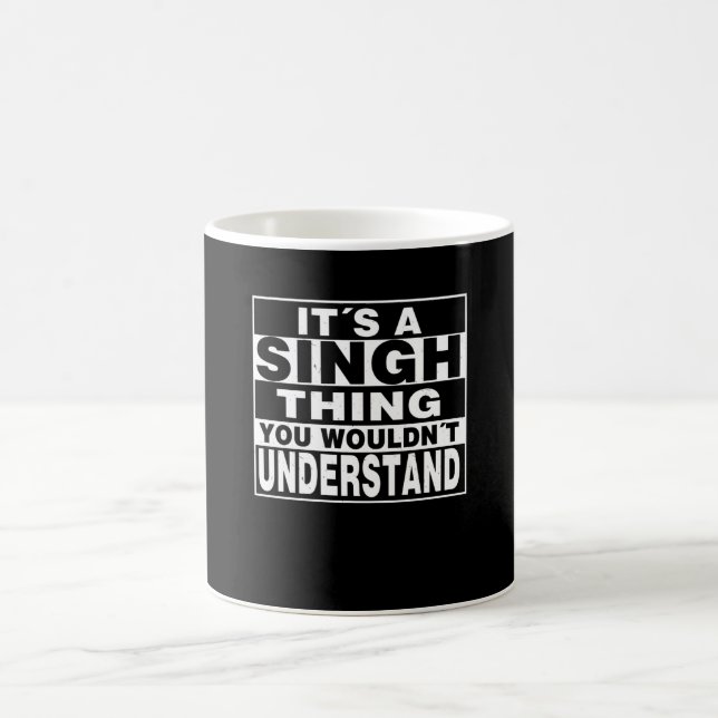 SINGH Surname Personalized Gift Coffee Mug (Center)