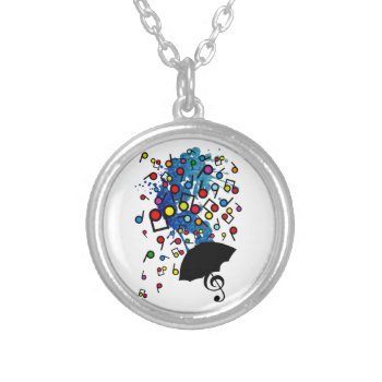 Singin' In The Rain Silver Plated Necklace by auraclover at Zazzle