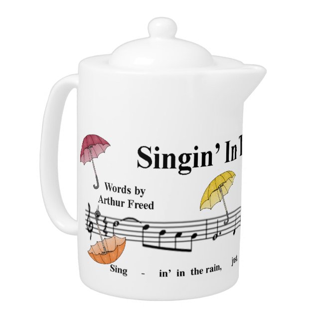 "Singin' In The Rain" Teapot w/Umbrellas (Left)