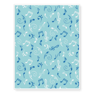 Singin the Blues Musical Pattern Temporary Tattoos