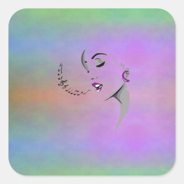 Singing a Song Design Square Sticker (Front)