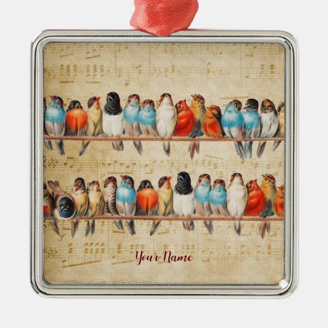 Singing and Chirping  Metal Ornament (Front)