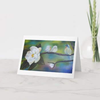 Singing At The Magnolia-blanck Greeting Card by SherryWeisel at Zazzle