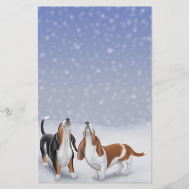 Singing Basset Hounds Stationery (Front)