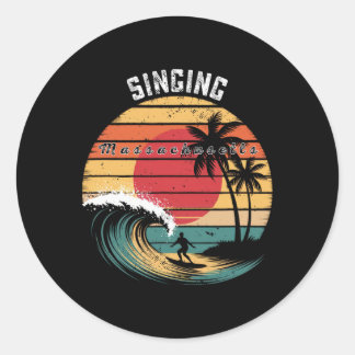 Singing Beach Machusetts Beach Surfing  Classic Round Sticker