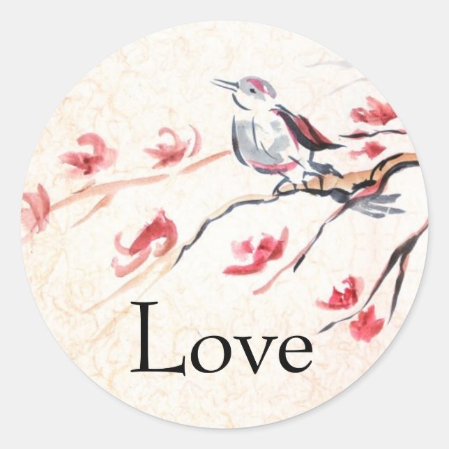 Singing Bird Background Classic Round Sticker (Front)