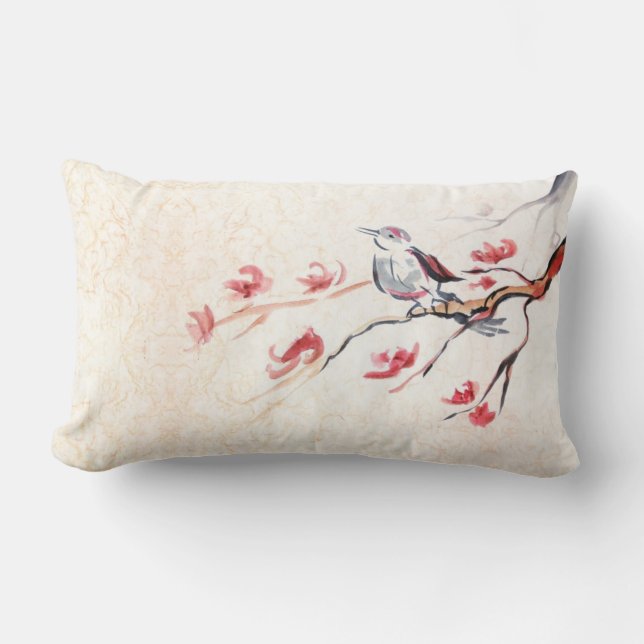 Singing Bird Background Lumbar Pillow (Front)