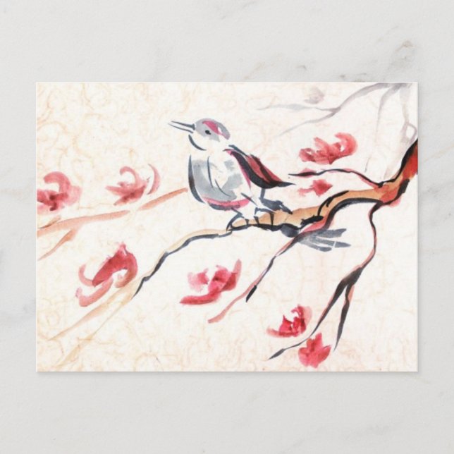 Singing Bird Background Postcard (Front)