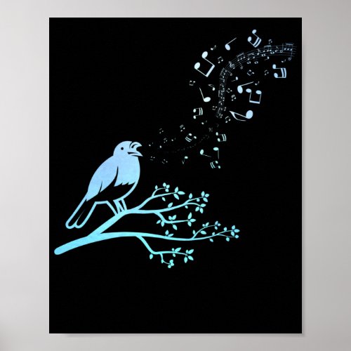 Singing Bird Musical Notes Poster