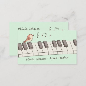 Singing Bird On Keyboard Music Piano Teacher Business Card by RustyDoodle at Zazzle