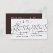 Singing Bird On Piano Doodle Music Piano Teacher Business Card at Zazzle