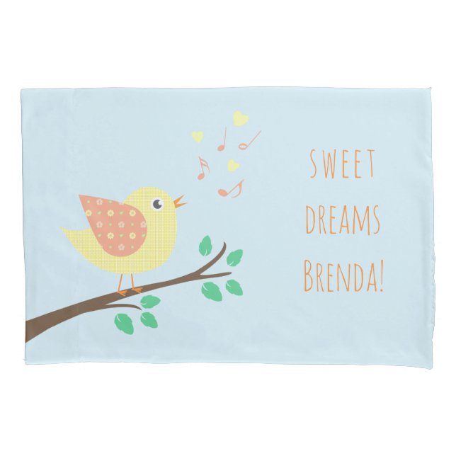 Singing Bird Sweet Dreams You Are So Loved Kids Pillow Case (Front)