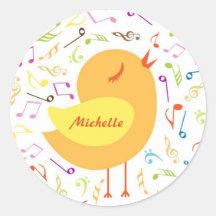 Singing Bird with Musical Notes Custom Stickers