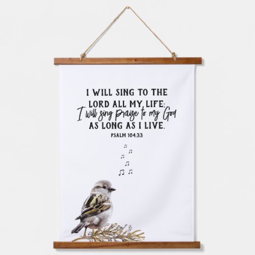 Singing Bird with Psalm Bible Verse Hanging Tapestry