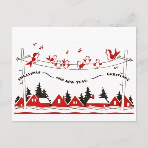 Singing Birds Christmas Postcard