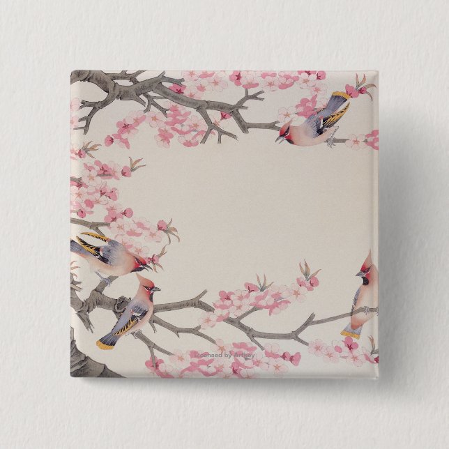 Singing Birds in Spring Pinback Button (Front)