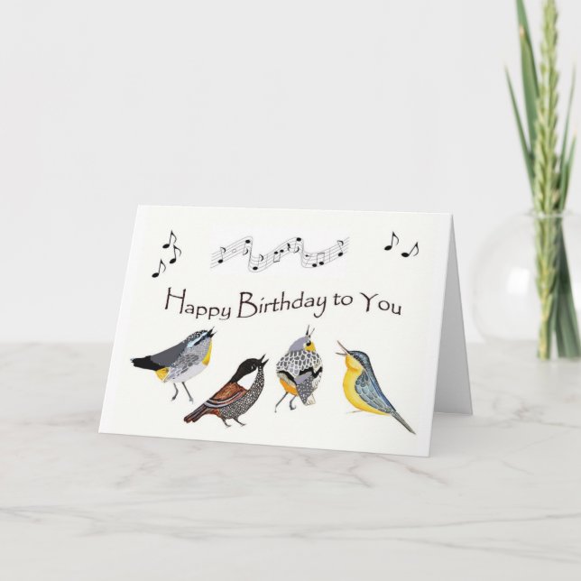 SINGING BIRDS "JUST FOR YOUR BIRTHDAY" HOLIDAY CARD (Front)