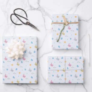Singing Birds & Musical Notes Pattern Wrapping Paper Sheets