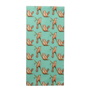 Singing Birds on Lucite Green Cloth Napkins