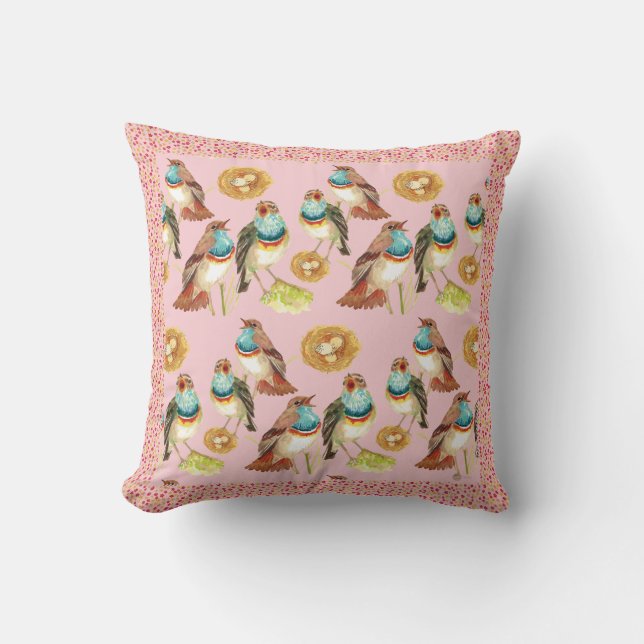 Singing Birds Throw Pillow (Front)