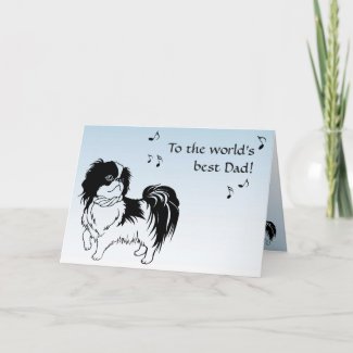 Singing Black and White Dog Blue Fathers Day Card