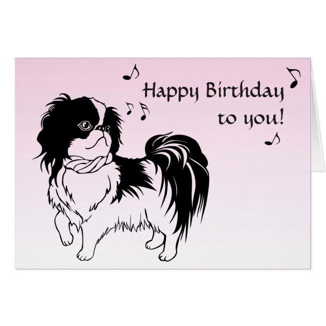 Singing Black and White Dog Pink Birthday Card