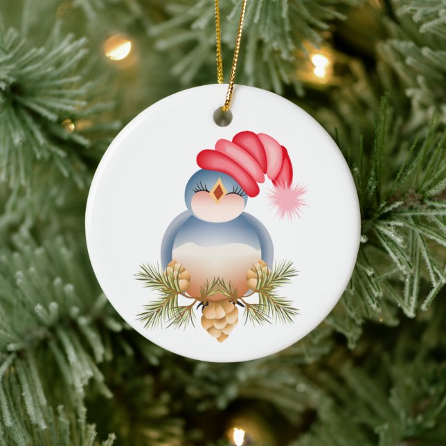 Singing Blue Bird Ceramic Ornament (Tree)