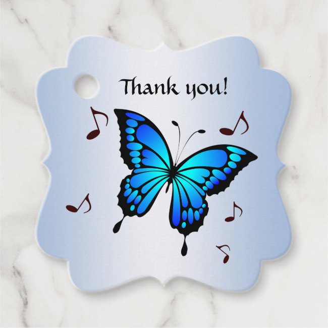 Singing Blue Butterfly Thank You Favor Tags