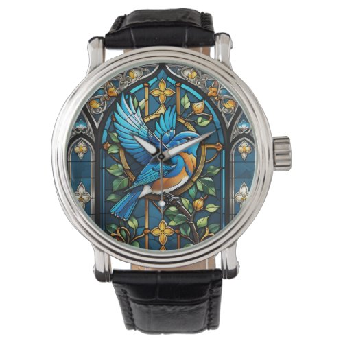 Singing Bluebird Stained Glass Serenade Watch