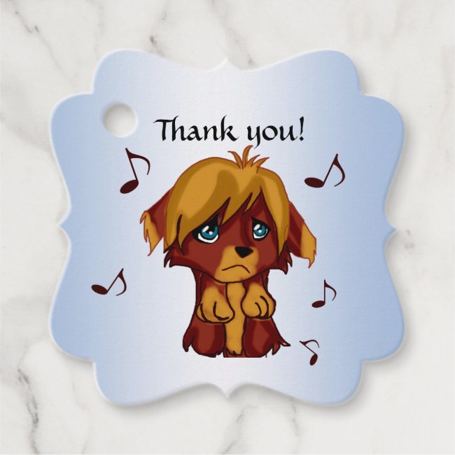 Singing Brown Puppy Dog Thank You Favor Tags