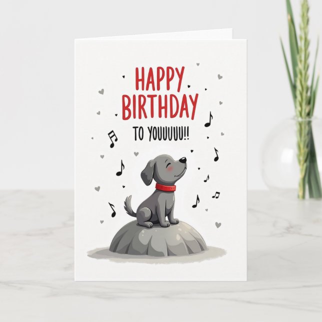 Singing Canine Birthday Card (Front)