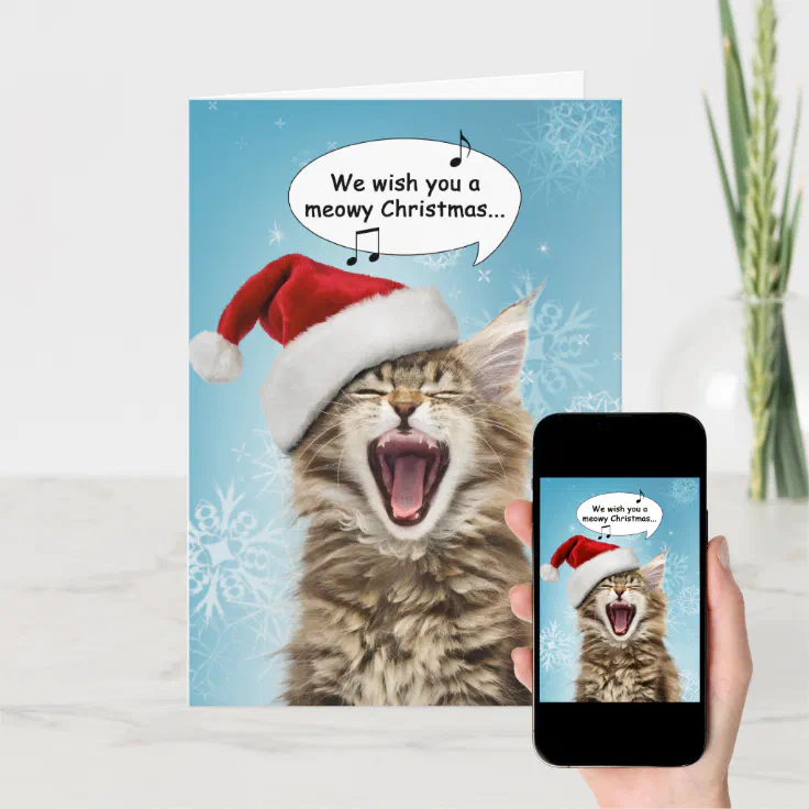 Singing Cat Christmas Card | Zazzle