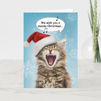 Singing Cat Christmas Card by lamessegee at Zazzle