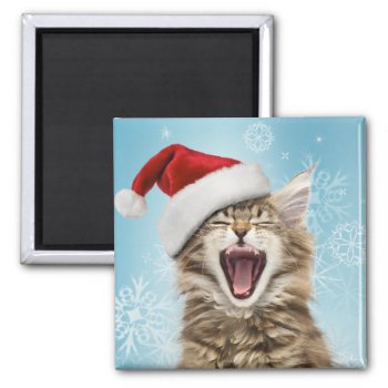 Singing Cat Christmas Magnet by lamessegee at Zazzle