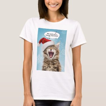 Singing Cat Christmas T-shirt by lamessegee at Zazzle