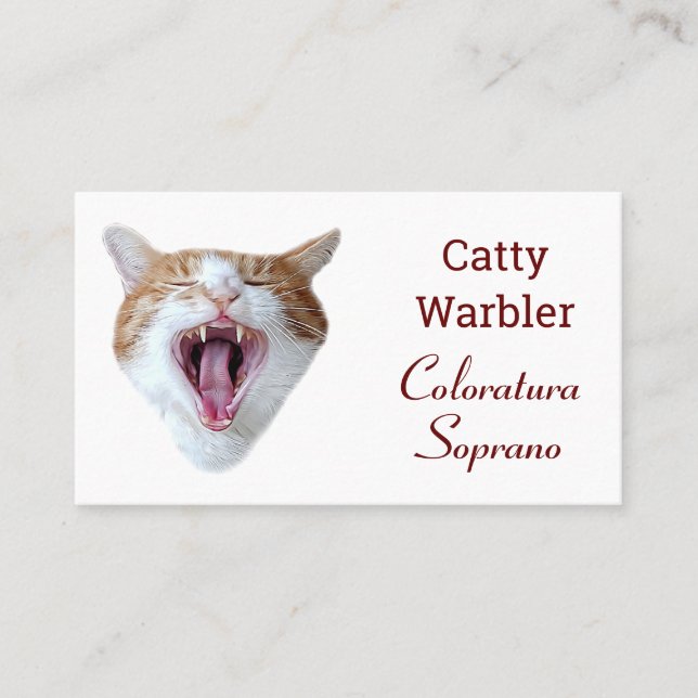 Singing Cat coloratura soprano funny Business Card (Front)