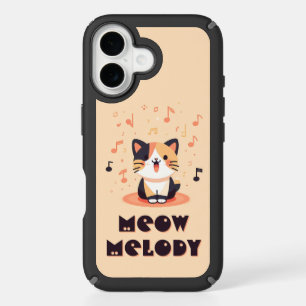 Singing Cat Music Notes with Personalized Text iPhone 16 Case