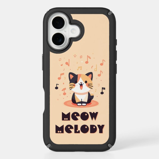 Singing Cat Music Notes with Personalized Text Speck iPhone Case (Front)