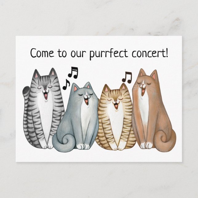 Singing Cat Quartet Concert Invitation Personalize (Front)