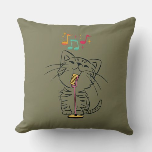 Singing Cat Throw Pillow 20X20