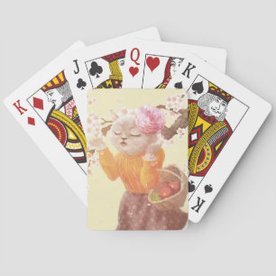 Singing Cat with Flower Basket Poker Cards