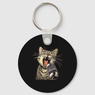 Singing Cat With Karaoke Mic Costume Keychain