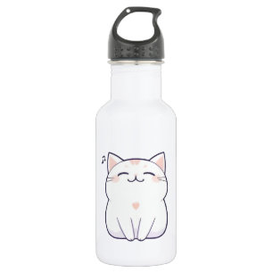 Singing Cat with Music Note Kawaii Design Stainless Steel Water Bottle