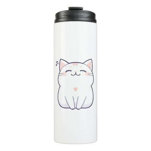 Singing Cat with Music Note Kawaii Design Thermal Tumbler