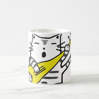 Singing cat - yellow coffee mug