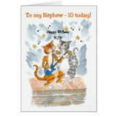 Singing Cats 10th Fun Birthday Card for a Nephew (Front)