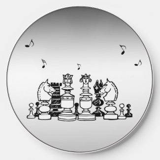 Singing Chess Pieces Silver Black Wireless Charger