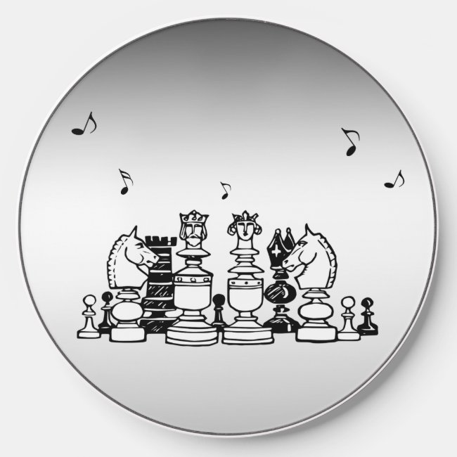 Singing Chess Pieces Silver Black Wireless Charger