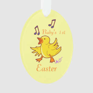 Singing Chick Baby's 1st Easter Oval Ornament